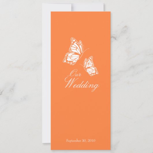 Papillons orange simples Mariage Faire-part 2 (Devant)
