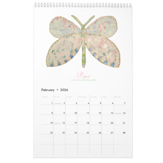 Papillons peints Calendrier vertical 2025 (Feb 2026)
