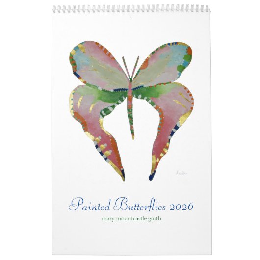 Papillons peints Calendrier vertical 2026 (Protection)