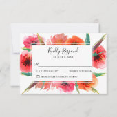 Papillons peints en rouge Mariage floral RSVP (Devant)