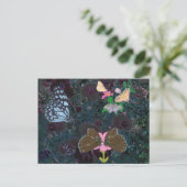 Papillons peints Fleurs Abstraites Cartes postales (Debout devant)
