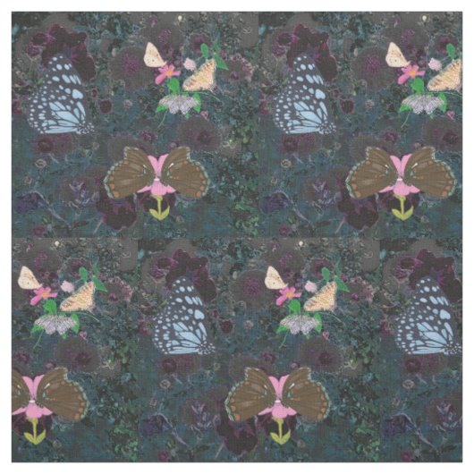 Papillons peints tissu Fleurs Abstraites (Échantillon)