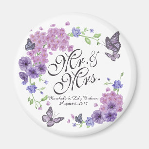 Papillons personnalisés Mariage floral   Magnet