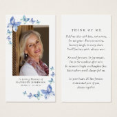 Papillons Photo Carte de prière commémorative (Devant & derrière)