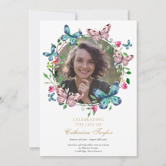 Papillons Photo Funérailles Programme Ordre de ser (Devant)