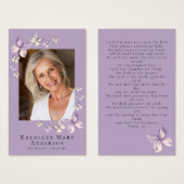 Papillons Photo Funeral Memorial Prayer Card (Devant & derrière)