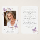 Papillons Photo Funeral Memorial Prayer Card (Devant & derrière)