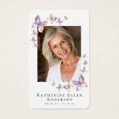 Papillons Photo Funeral Memorial Prayer Card (Devant)