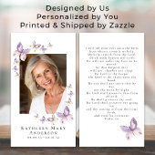 Papillons Photo Funeral Memorial Prayer Card