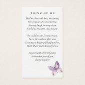 Papillons Photo Funeral Memorial Prayer Card (Dos)