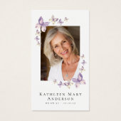 Papillons Photo Funeral Memorial Prayer Card (Devant)