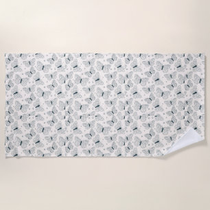 Papillons pour sa serviette de plage verte et blan