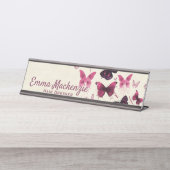 Papillons Purple Desk Nom Plaque Station Signal (Devant)