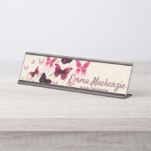 Papillons Purple Desk Nom Plaque Station Signal (Devant)