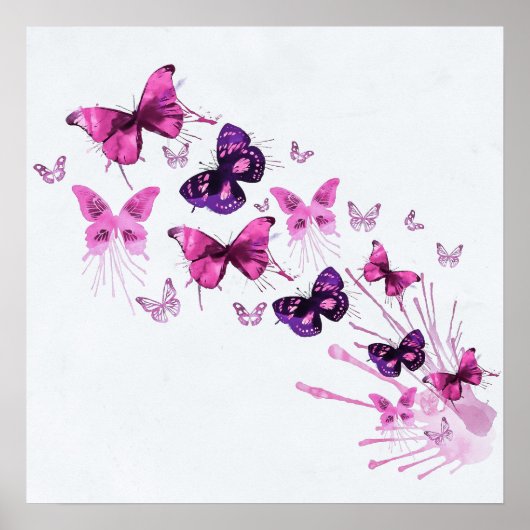 Papillons Purple Simple Élégant | Poster (Devant)