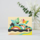 Papillons Rainbows et Palm Trees Carte postale (Debout devant)