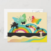 Papillons Rainbows et Palm Trees Carte postale (Devant / Derrière)
