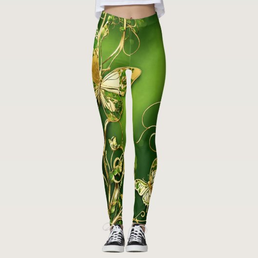 Papillons romantiques & vignes Leggings (Devant)