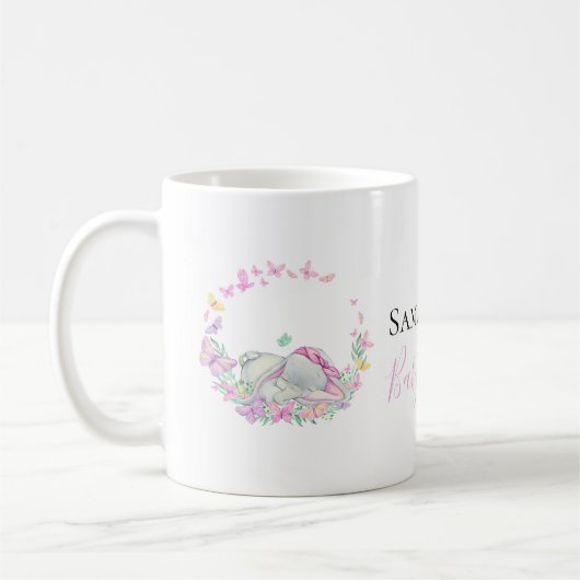 papillons rose éléphant Café Mug (Gauche)