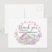 Papillons rose éléphant Carte de remerciements (Devant / Derrière)