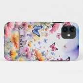 Papillons rose et bleu iPhone / coque ipad (Dos (Horizontal))
