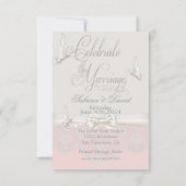 Papillons rose et ivoire et Invitation de réceptio (Dos)