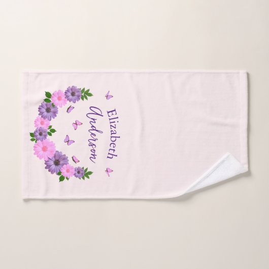 Papillons rose et pourpre (Serviette à main)