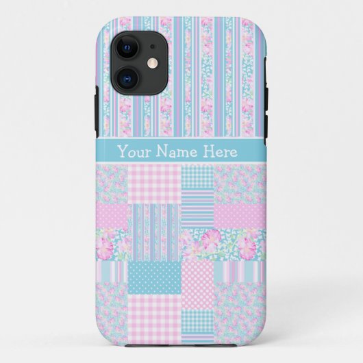 Papillons rose Faux Patchwork iPhone 5/5 s Coque (Dos)