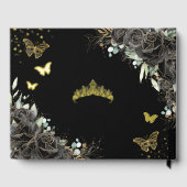 Papillons Rose noirs à fleurs Gold Quinceañera (Verso)