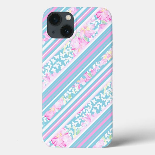 Papillons rose rose, Blue Stripes iPhone 6 Coque (Verso)