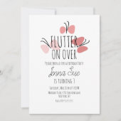 Papillons roses à la main dessinée Invitation d'an (Devant)