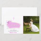 Papillons roses Carte photo religieux (Devant / Derrière)