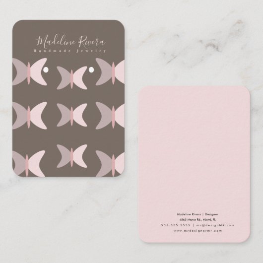 Papillons roses Cartes d'affichage de l'oreille ar (Devant / Derrière)