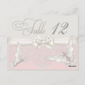 Papillons roses et ivoire et carte de table en den (Dos)