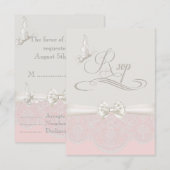 Papillons roses et ivoire et dentelle RSVP (Devant / Derrière)