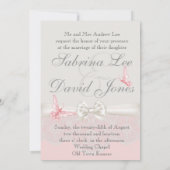Papillons roses et ivoire et invitation à la dente (Dos)