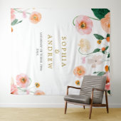 Papillons roses Fleurs Tapisserie Mariage (En situation (horizontale))