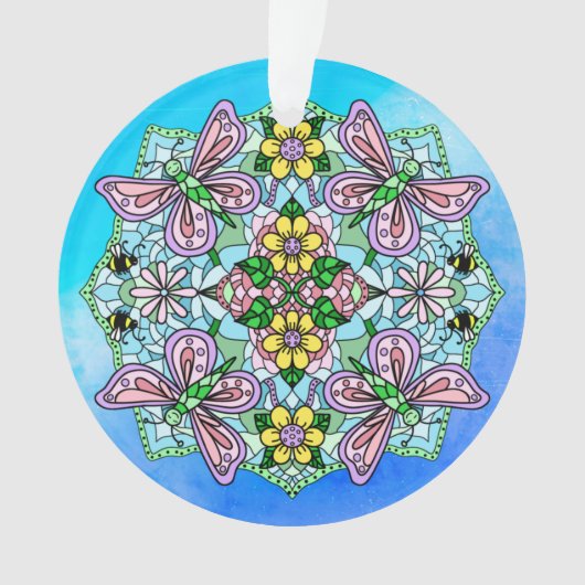 Papillons roses Mandala Noël (devant)