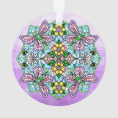 Papillons roses Mandala Noël Ornement (dos)