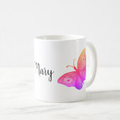 papillons roses tasse de café personnalisée (Devant droit)