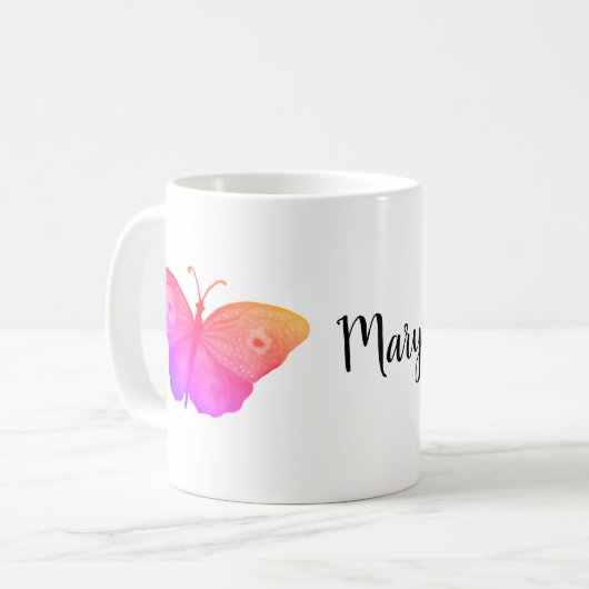 papillons roses tasse de café personnalisée (Devant gauche)