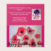 Papillons rouge vif Peindre l'amour Carte d'annive (Outside Unfolded)