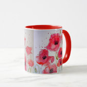Papillons rouges Aquarelle Peinture Mug (Devant droit)