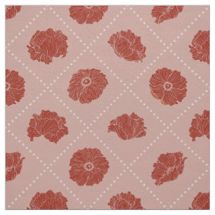 Papillons rouges avec points sur tissu de pêche