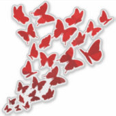 Papillons Rouges Dans Sticker De Vol (Devant)