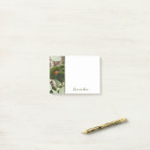 Papillons rouges sur feuilles vertes Post-It Notes (Sur un bureau)