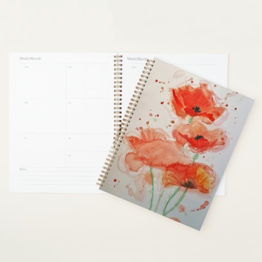 Papillons rouges vifs Aquarelle Fleur Flore Note (Devant avec enveloppe)