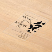 Papillons Script Faire-part de mariage noir blanc (Poser)