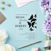 Papillons Script Faire-part de mariage noir blanc (Insitu (Mariage))