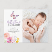 Papillons Sip et voir des Invitations Baby showers (Devant)